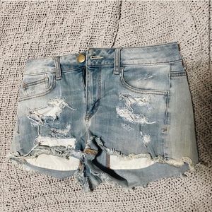 american eagle high rise jean shorts